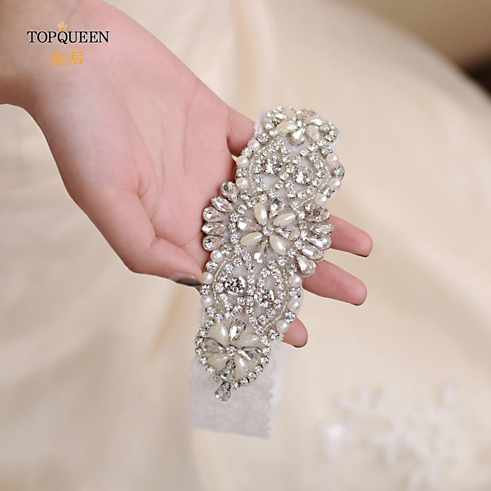 Подвязки для девочек TOPQUEEN Кружевные невесты подвязки стразы Свадебные платья THS76