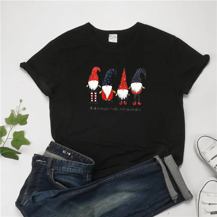 

Santa Tees Women Christmas Aesthetic Graphic T Shirts Casual Print O-Neck 90s Girls Streetwear Vintage Graphic