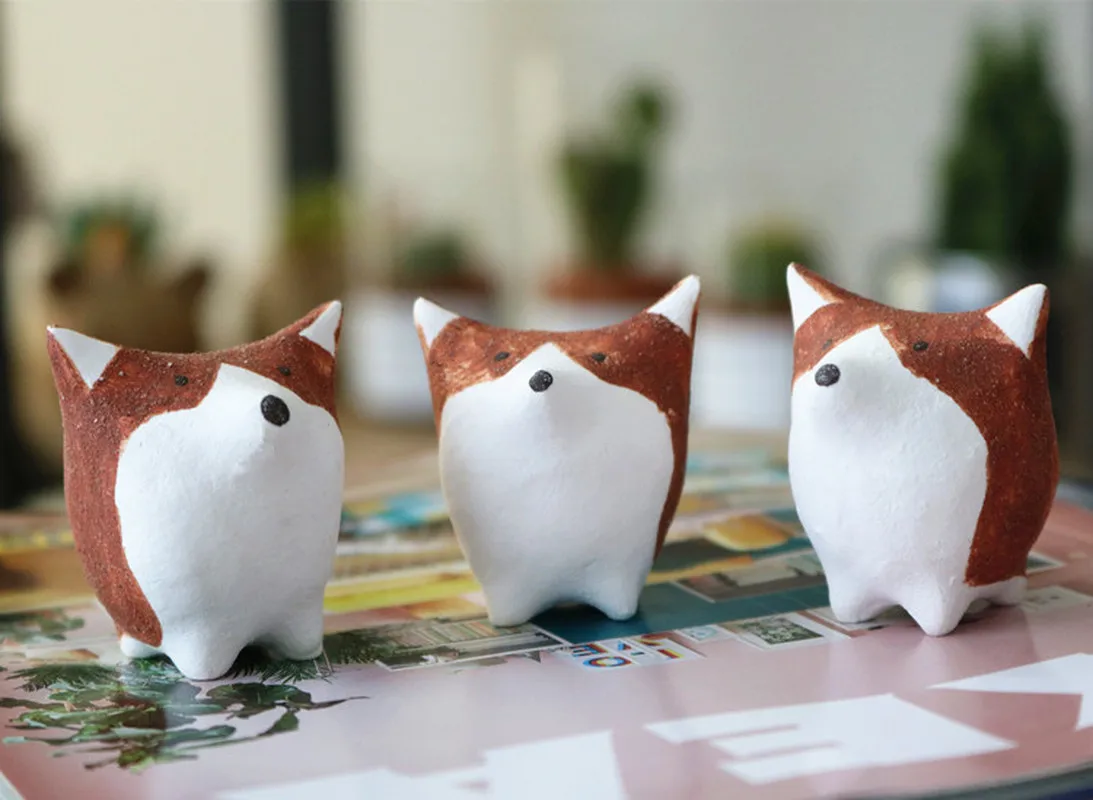 Милая керамическая игрушечная Лайка Keji Piggy Моделирование Пушистый приседание