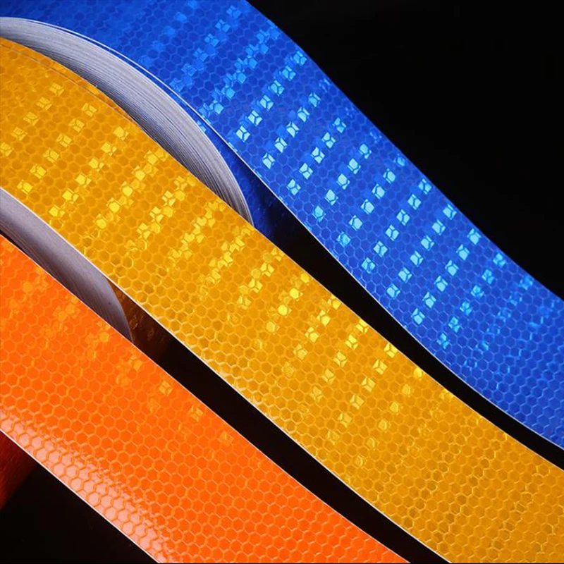 

5cm*3m Car Safety Mark Warning Tape Reflective Strip Arrow Lattice Stickers For Bicycle Car Exterior Decoration Accessories
