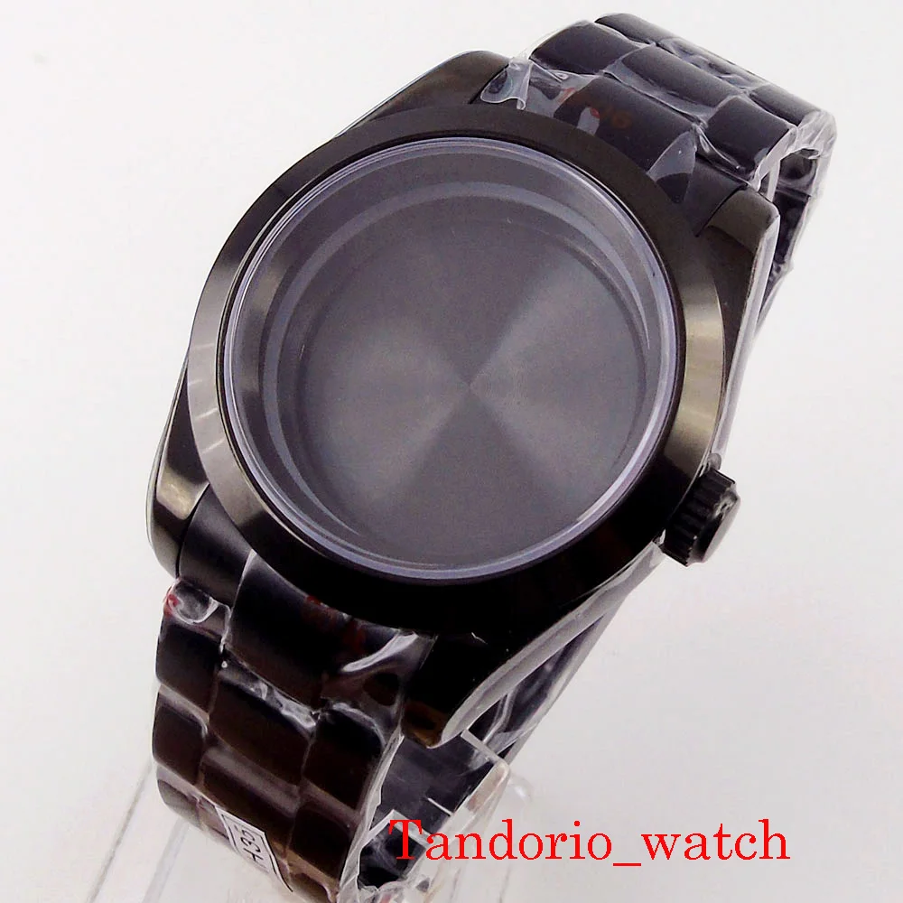 For NH35A NH36A MIYOTA 8215 ETA 2836 Automatic Movement 39mm Full Black PVD Plated Watch Case Sapphire Glass