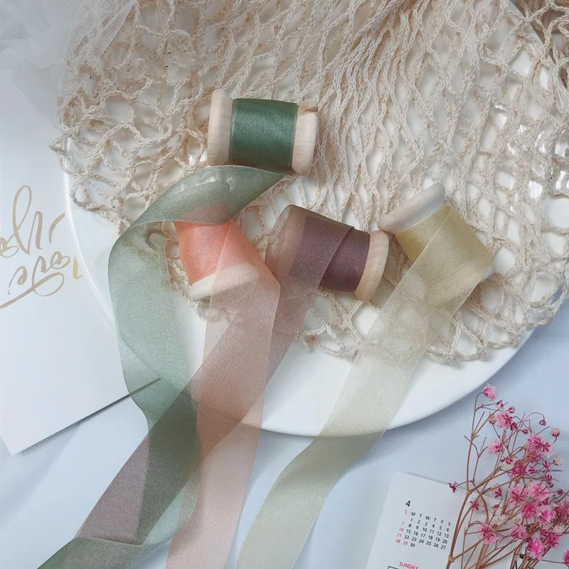 1 м ленты из органзы Искусственные Шелковые атласные DIY банты для волос