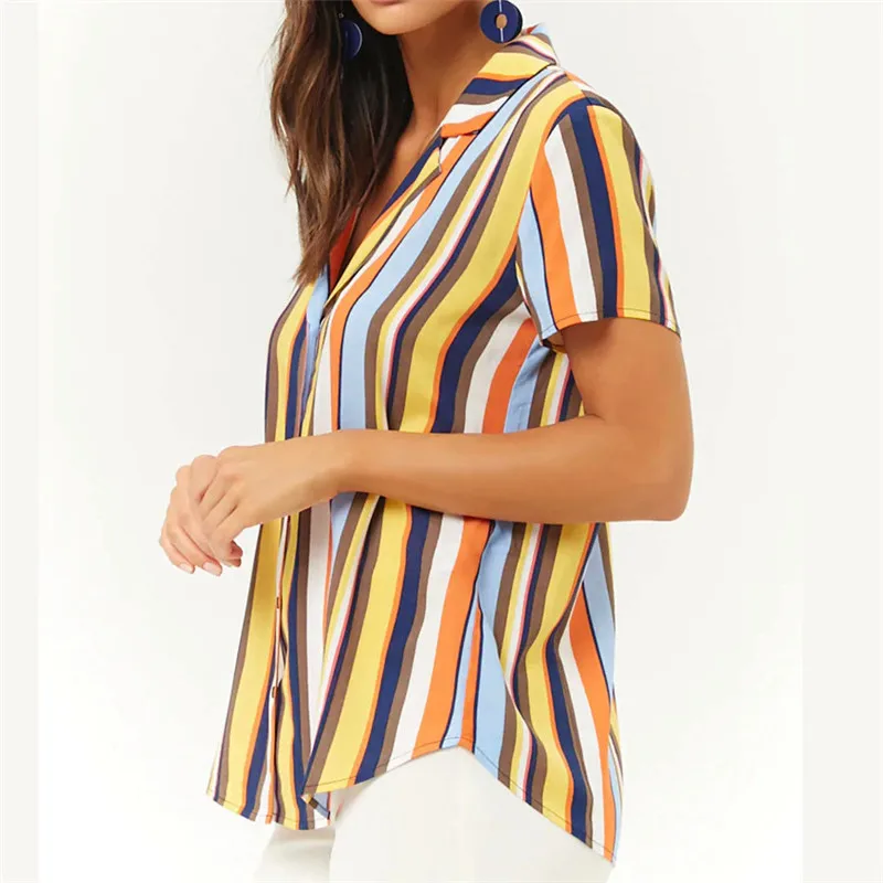 Женская блузка с коротким рукавом шифоновая v образным вырезом офисная лето