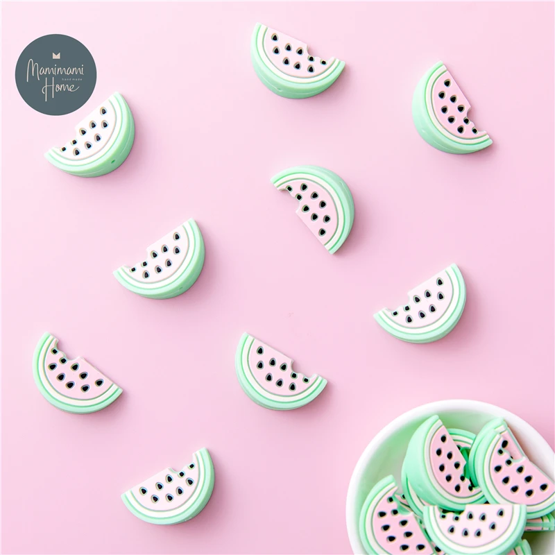 

5pc Silicone Teether Watermelon Fruit Watermelon Baby Teether Silicone Chew Charms Baby Teething Gift Toddler Toys