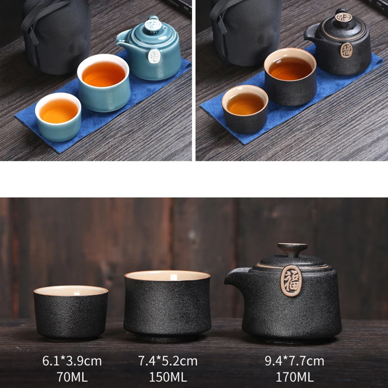 

Chinese kung fu Teapot One Pot Two Cups Tea Set Portable Travel Home Office Cups Ceramic Tea Coffee Drinkware Container With Bag