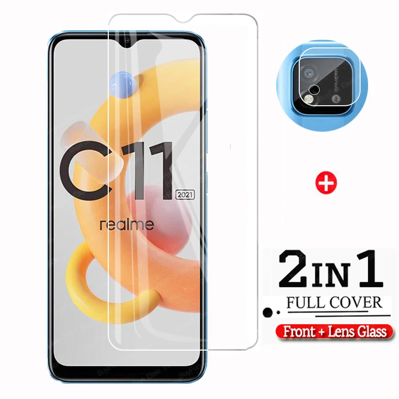 

2 в 1 Защитное стекло для экрана для Oppo Realme C11 2021 закаленное защитное стекло для объектива камеры пленка для Realme C 11 11c защитное стекло