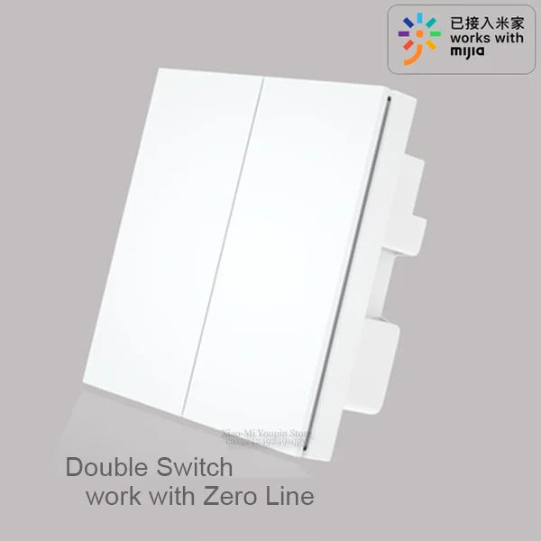 wall two key Настенный выключатель Xiaomi Mijia PTX с дистанционным управлением, беспроводной светильник с ключом, умный переключатель с нулевой линией, Wi-Fi переключатель для Mijia APP - Цвет: wall two key