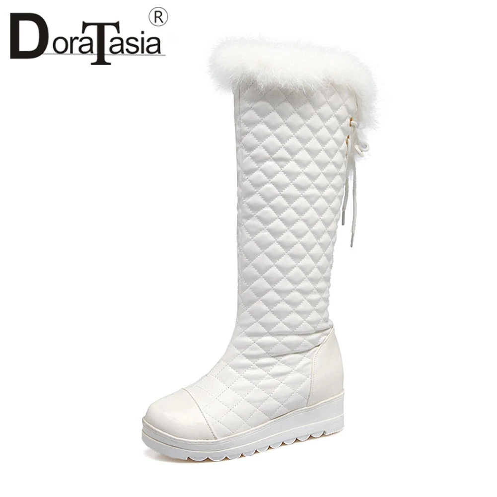 DORATASIA/Новые Модные женские ботинки на меху, большие размеры 33-42 Нескользящая водонепроницаемая обувь, увеличивающая рост Женские повседневные зимние теплые ботинки