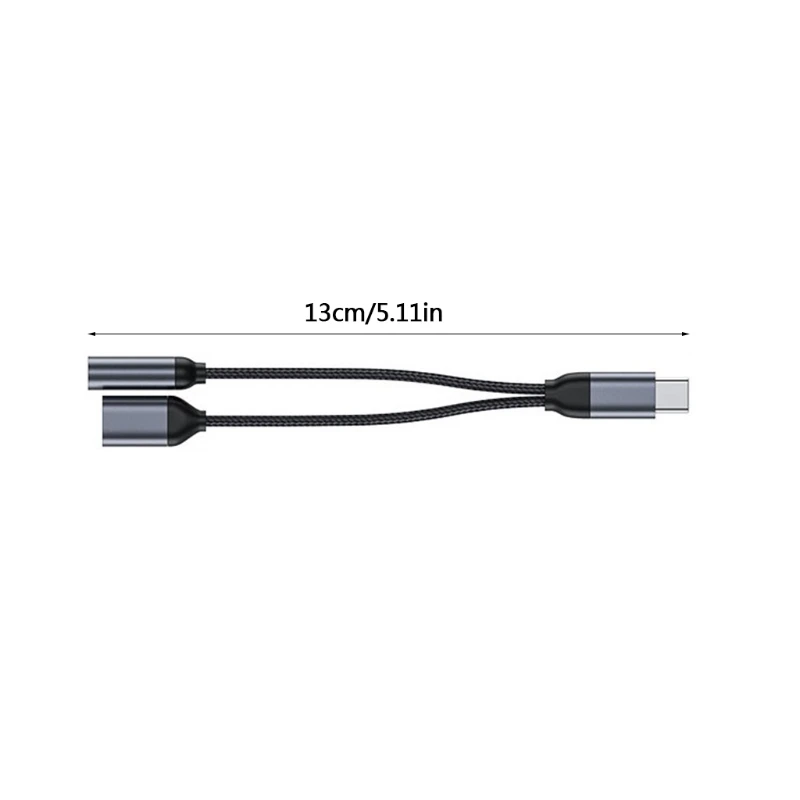 Нейлоновый Плетеный 2 в 1 USB C Type на 3 5 мм разъем Aux для наушников и адаптер зарядки