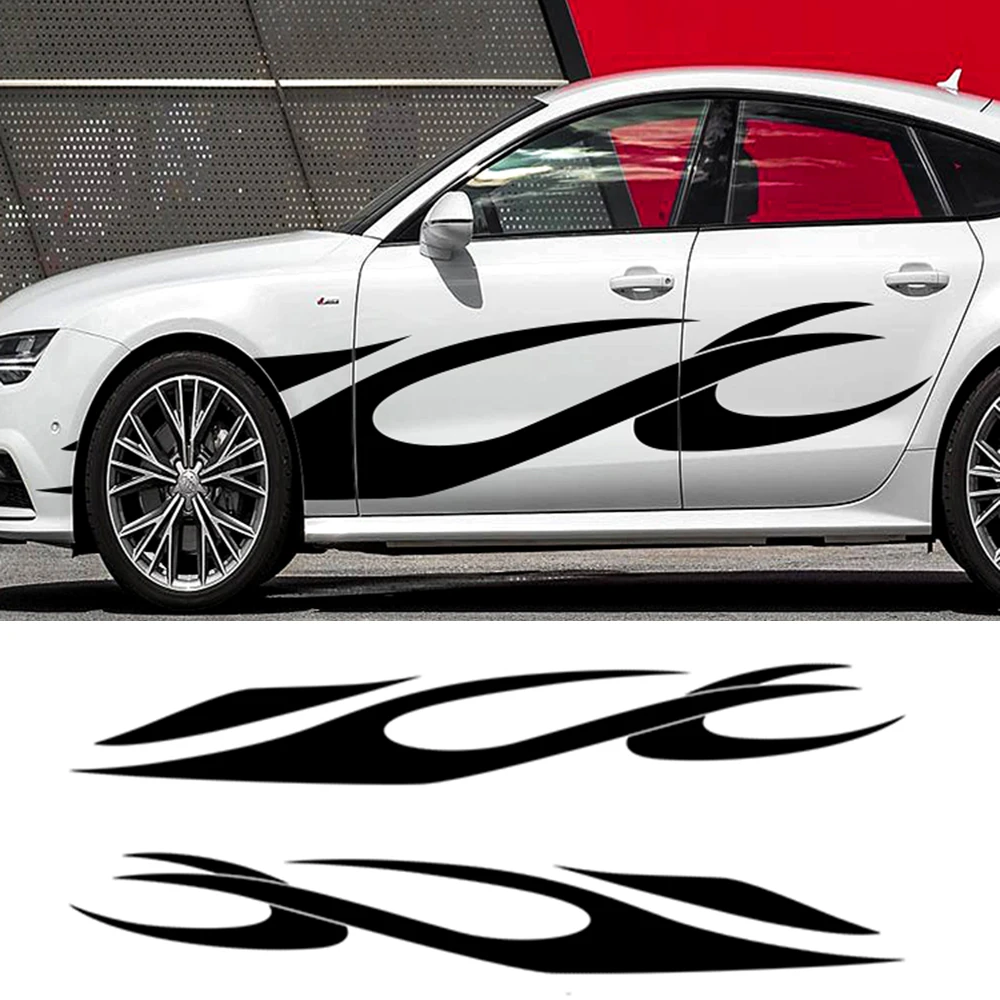 

2Pcs Door side car sticker Vinyl film car fashion flame graphic car decal personality decoration car body tuning accessories