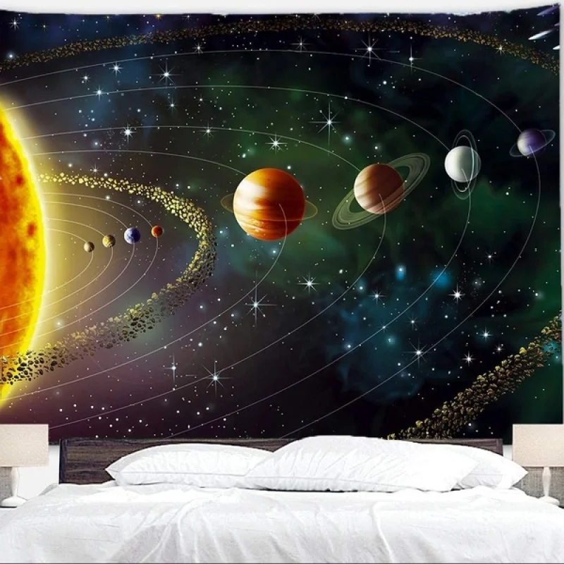 Planets Tapestry Outer Space Galaxy Universe Printed Tapestries Wall Hanging Mural for Bedroom Living Room Dorm Home Decoration | Дом и сад