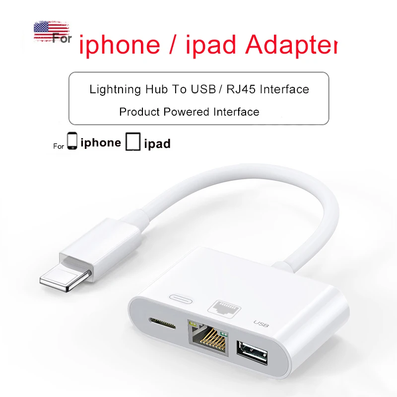 Адаптер кабеля RJ45 для Lightning/RJ45 Ethernet USB iphone hub адаптер iPhone XR/XS/8/7 iPad к адаптеру