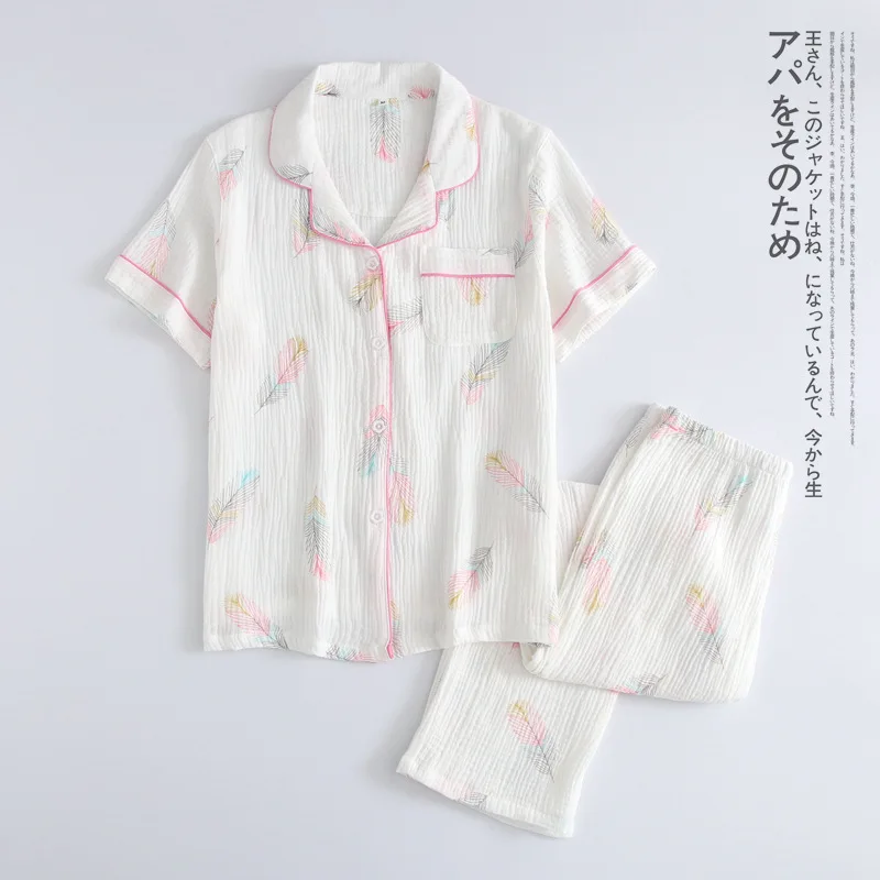 Short-Sleeve Пижамные комплекты спальные костюмы Осенне-зимняя Дамская обувь весна, пижамы одежда спальные костюмы, одежда для сна, женские Ночная Рубашка домашняя одежда - Цвет: Short-Sleeve