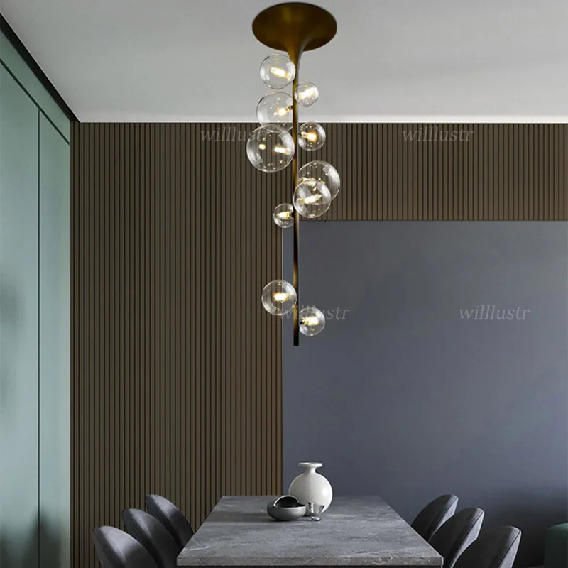 Creative Glass Bubble Ceiling Light Luxury Metal Lamp Hotel Restaurant Bar Front Desk Mall Living Bedroom Modern LED Lighting | Лампы и
