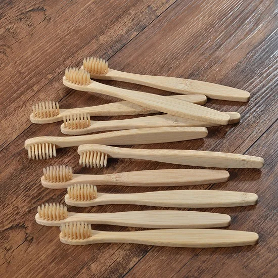 10PC Kids Beige Детская бамбуковая зубная щетка, 10 шт., детская мягкая эко биоразлагаемая зубная щетка без пластика, es, уход за полостью рта, Бамбуковая зубная щетка с эко ручкой - Цвет: 10PC Kids Beige