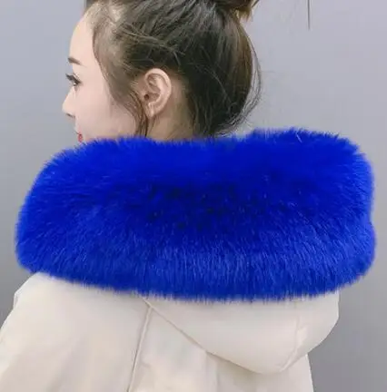 blue plus Осенне-зимний женский супер большой искусственный воротник, шапка из лисьего меха, большой воротник из меха енота, воротник с капюшоном, шарф-накидка, 80 см, tb001 - Цвет: blue plus