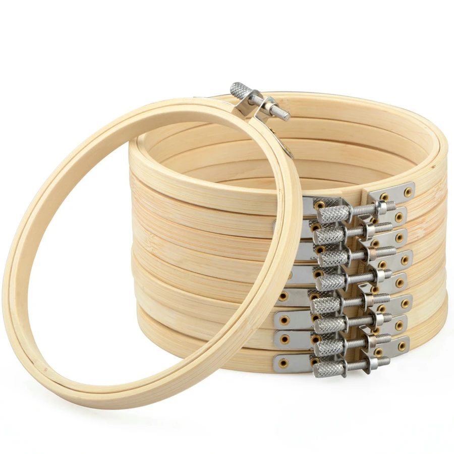 

10/20 PCS 8 Inch Embroidery Hoops Frame Set Bamboo Wooden Embroidery Hoop Rings