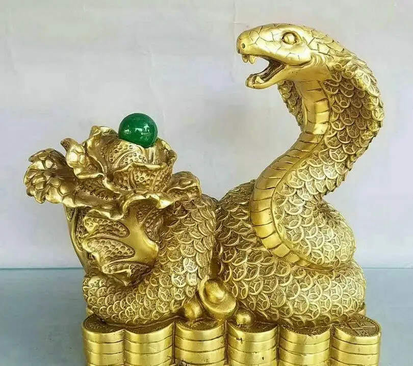Китайская старинная Бронзовая статуэтка fengshui Fortune snake money сто долларов | Дом и сад