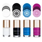 Николь дневник 9 мл стемпинг ногтей покрытие 5 мл Цвета: черный, золотистый, серебристый красочный Нейл-арт Пластина Печать Лаки