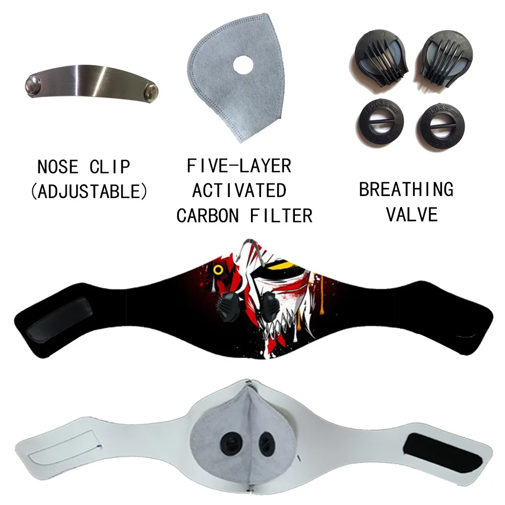

Valves Masks Outdoor Ridking Dust Proof 2D Print Women/men Fashion Cotton Face Ask With Activated Carbon Filter