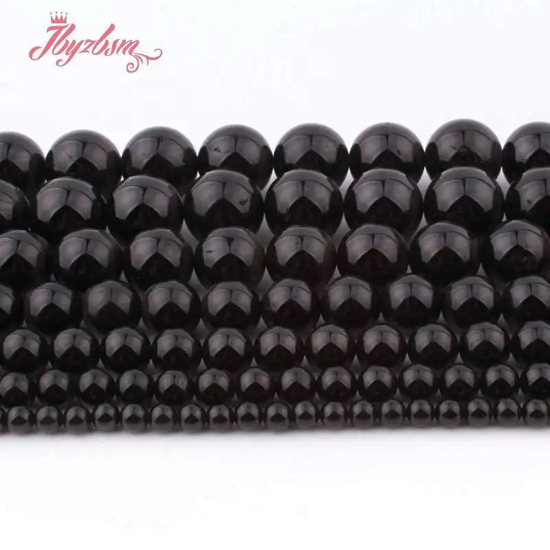 Натуральный AA Турмалин черного цвета с круглым носком бусины рыхлый натуральный