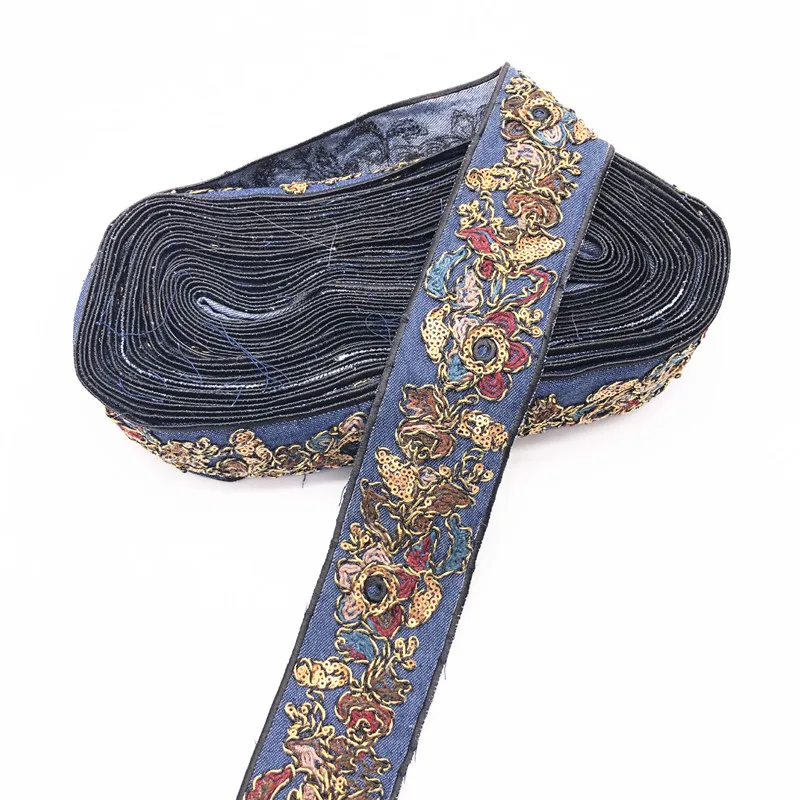 Ковбойская кружевная тесьма с блестками 1 ярд тканевая для шитья этническое