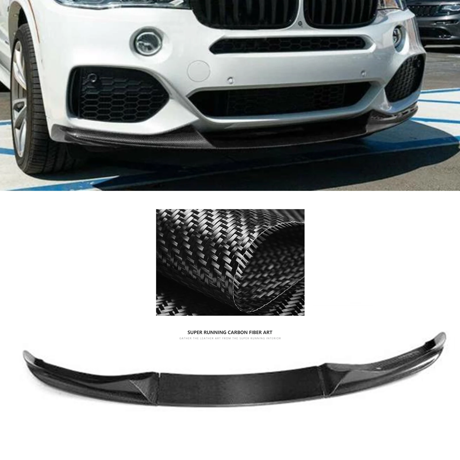 

For BMW X5 F15 M-Sport 2014-2018 Front Bumper Spoiler Lip Real Carbon Fiber Car Lower Body Kit Guard Board Plate Splitter Blade