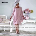 Lakshmigown _ платье для матери невесты с рукавами, винтажное женское вечернее платье, украшенное бисером, пыльно-розовое вечернее платье