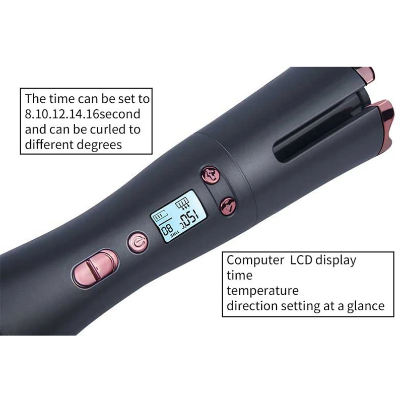 

Cordless Automatic Hair Curler Portable Wireless USB Curling Iron Ceramic Curler Wand Auto Rotating Styling Tools