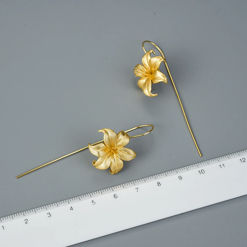 Женские серьги-подвески Lotus Fun изящные дизайнерские серьги из серебра 925 пробы с