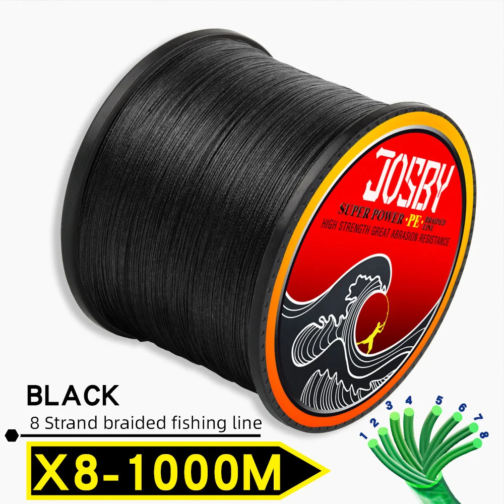 X8-1000M-Black JOSBY 300 м 500 м 1000 м 8 нитей 10-78LB PE плетеный рыболовный провод Multifilament очень прочный рыболовный линия ЯПОНИЯ разноцветный - Цвет: X8-1000M-Black