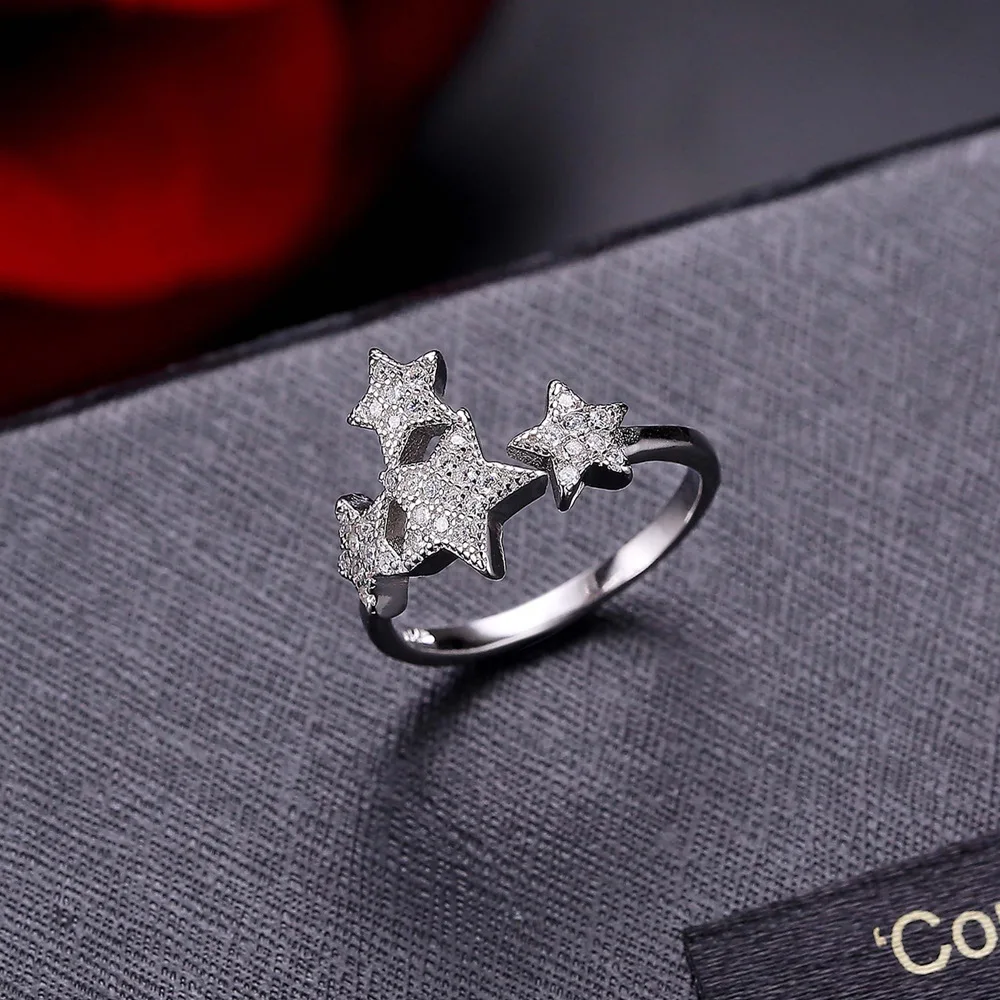 Сияющие Звезды комбинированные отверстия кольца для женщин Трендовое белое