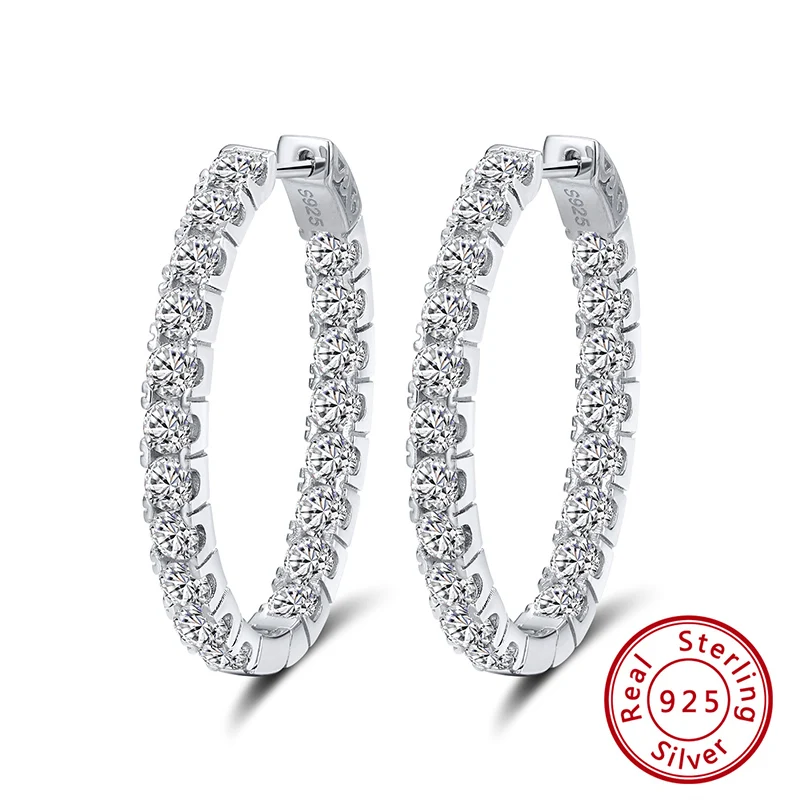 ORSA JEWELS Аутентичные 925 пробы серебряные серьги-кольца для женщин AAA кубический циркон круглые серьги модные ювелирные изделия подарок SE81 - Цвет камня: SE223