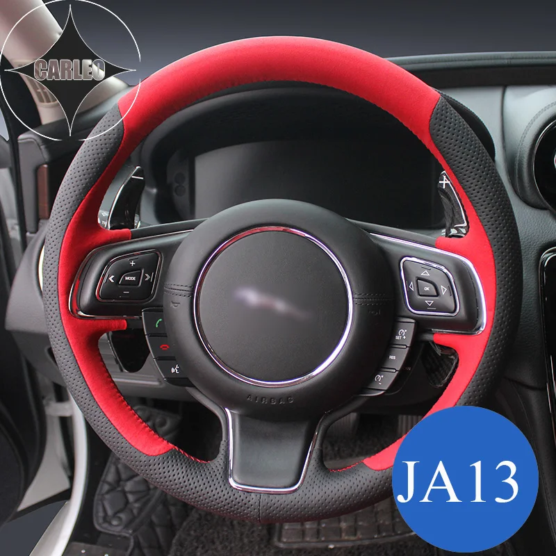 Car Steering Wheel Cover for Jaguar XE XF E-PACE F-TYPE XJ XK X-TYPE C-X75 Genuine Suede Leather Stitching Customized Holder