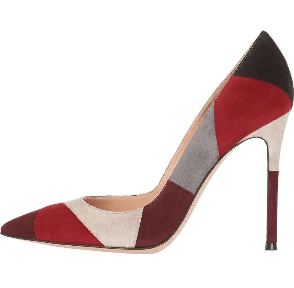 ASHIOFU 2020 New Handmade Stiletto High Heel Women Pumps Faux-suede Patchwork Party Prom Shoes Evening Fashion Pumps Court Shoes