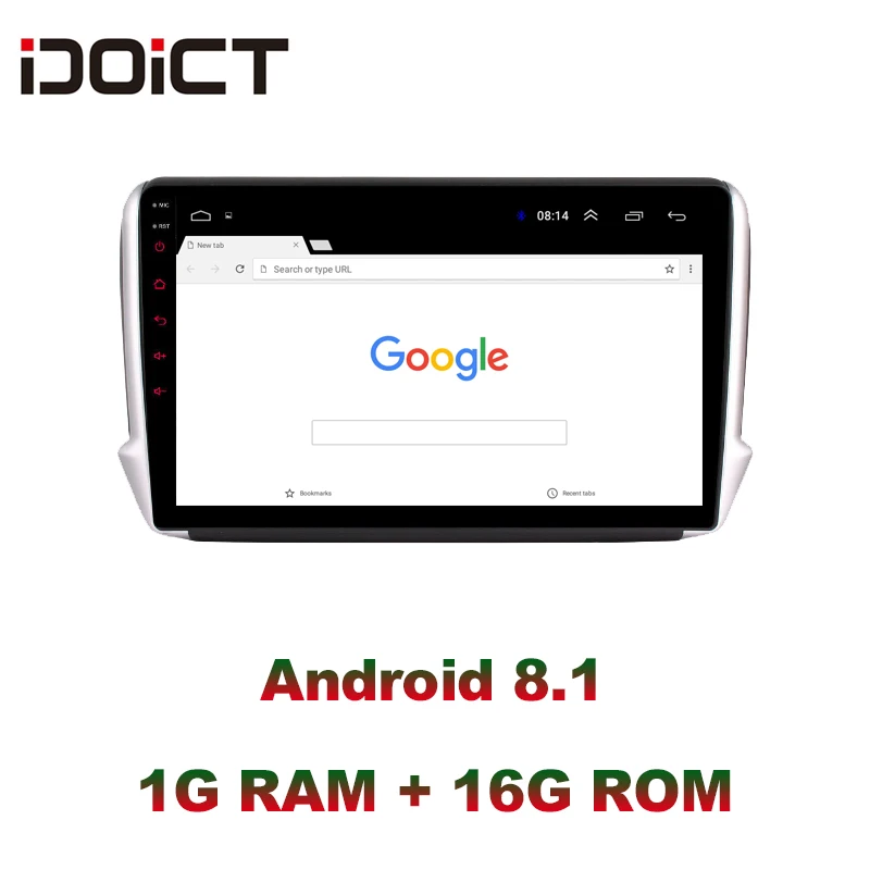 Автомобильный DVD плеер IDOICT Android 8 1 GPS навигация Мультимедиа для peugeot 2008 208 Радио 2014