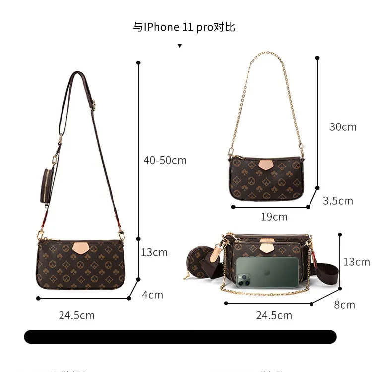 

Famous Brand Designer 3-IN-1 Messenger Bag Satchel Leather Floar Crossbody Bag Handbag Tote Clutch New Shoulder Bag Classic Hobo