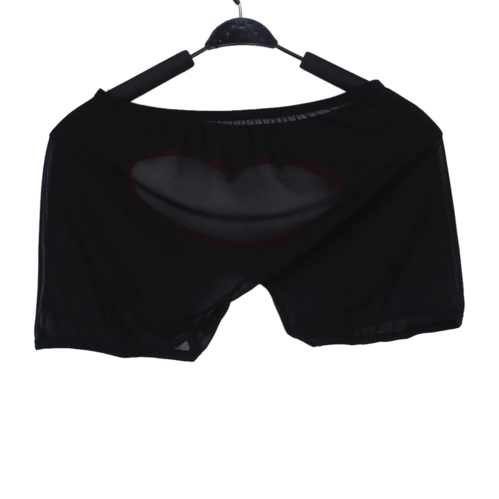 

Hot Mens Sheer Net Underwear Briefs Shorts Open Heart Shape Back BLK