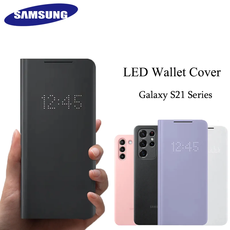 100% Original Samsung Galaxy S21 ultra 5G LED Smart VIEW Cover Wallet Flip Case Auto Sleep Leather Cover for Galaxy S21 PLUS