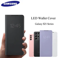 100 original samsung galaxy s21 ultra 5g led smart view cover wallet flip case auto sleep leather cover for galaxy s21 plus