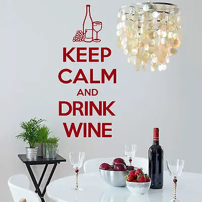 

KEEP CALM AND DRINK WINE Quotes Wall Sticker Vinyl Home Decor Kitchen Restaurant Tavern Decoration Decals Removable Murals F712