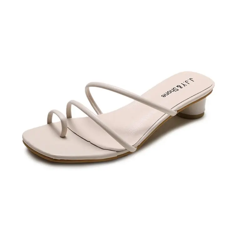 Сандалии женские на плоской подошве грубые с закрытым носком пляжная одежда