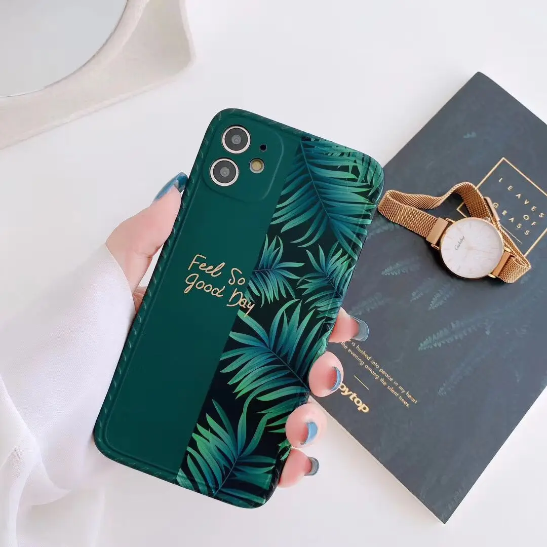 Чехол для телефона с зелеными банановыми листьями Iphone 12 12Pro Max 11 11Pro X XR XS 7 8Plus SE Pro