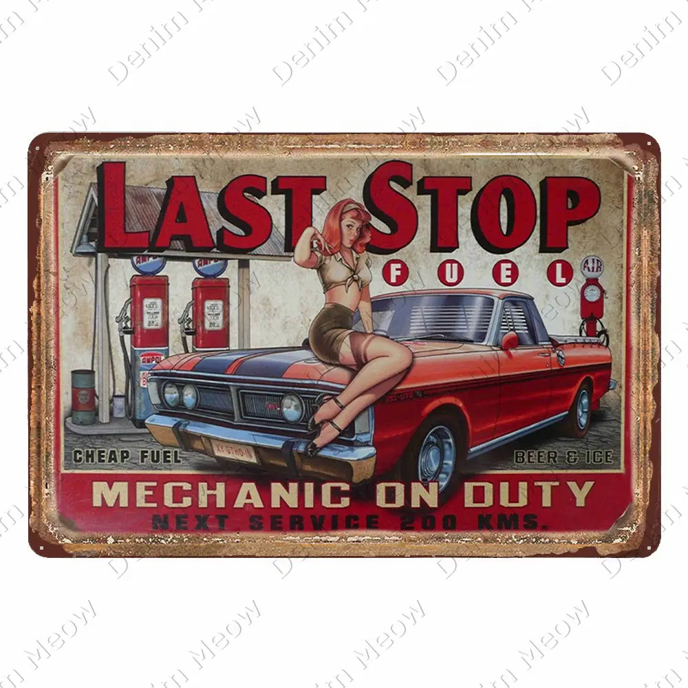 

Dad's Garage Vintage Metal Tin Signs Motorcycle Retro Plaque Poster Pub Club Wall Garage Home Decor Last Stop Plate 20*30cm A124