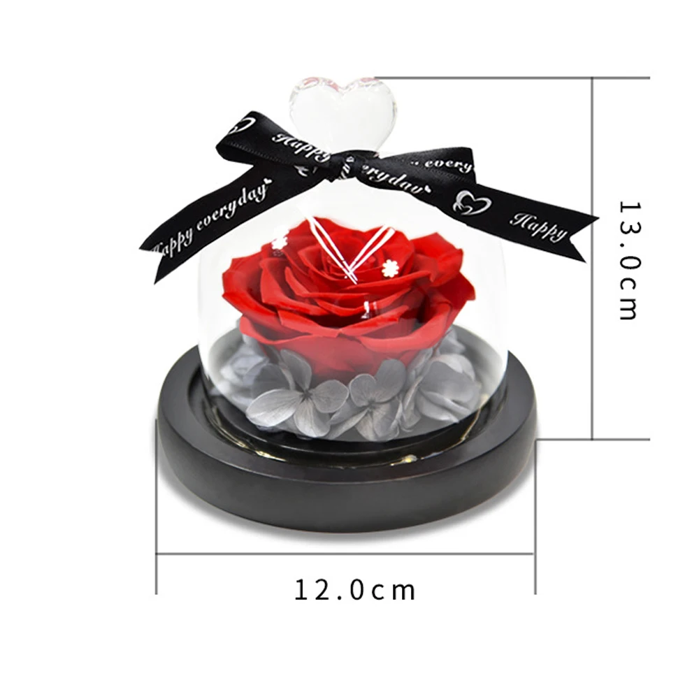 

Immortal roses holiday gift roses with LED warm light decoration multi-color Immortal Simulation flowers with transparent box