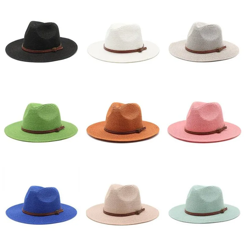 

4pcs Women's Men's Summer Hat Straw Sun Hats for Women Men Wide Brim Cap Jazz Panama Caps Woman Man Outdoor Sunhat Beach Sunhats