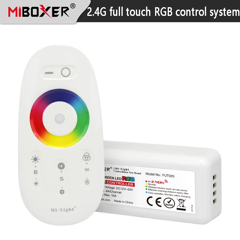 Milight FUT025 2 4G RF Беспроводной сенсорный Экран RGB светодиодный Управление DC12-24V 18A РЧ