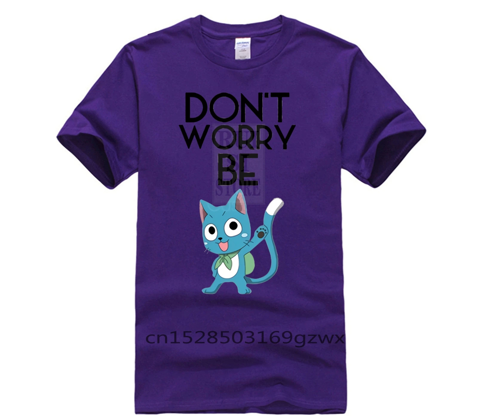 

Printed T shirt crew neck short sleeve casual fairy tail Men 2019 New Don t Worry Anime novelty For Cool Short Sleeve T Shirt