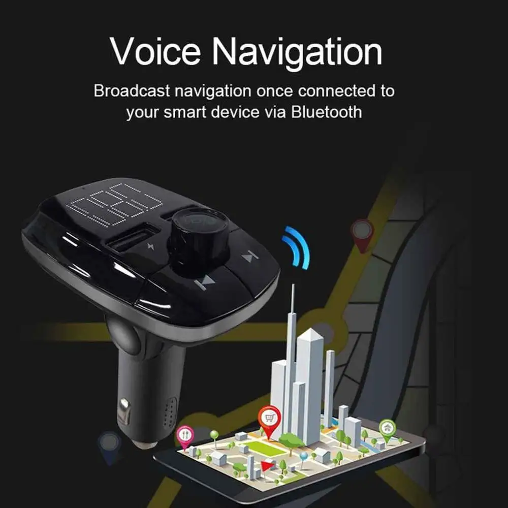 NUOLIANXIN Large Screen T50 Car Bluetooth-compatible MP3 Player Hands-Free Call Voltage Detection FM Transmitter Charger | Электроника