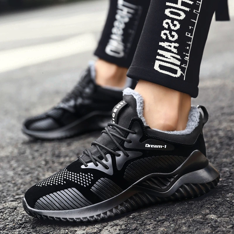 Мужские зимние кроссовки FLARUT уличная спортивная обувь для бега теплые меховые